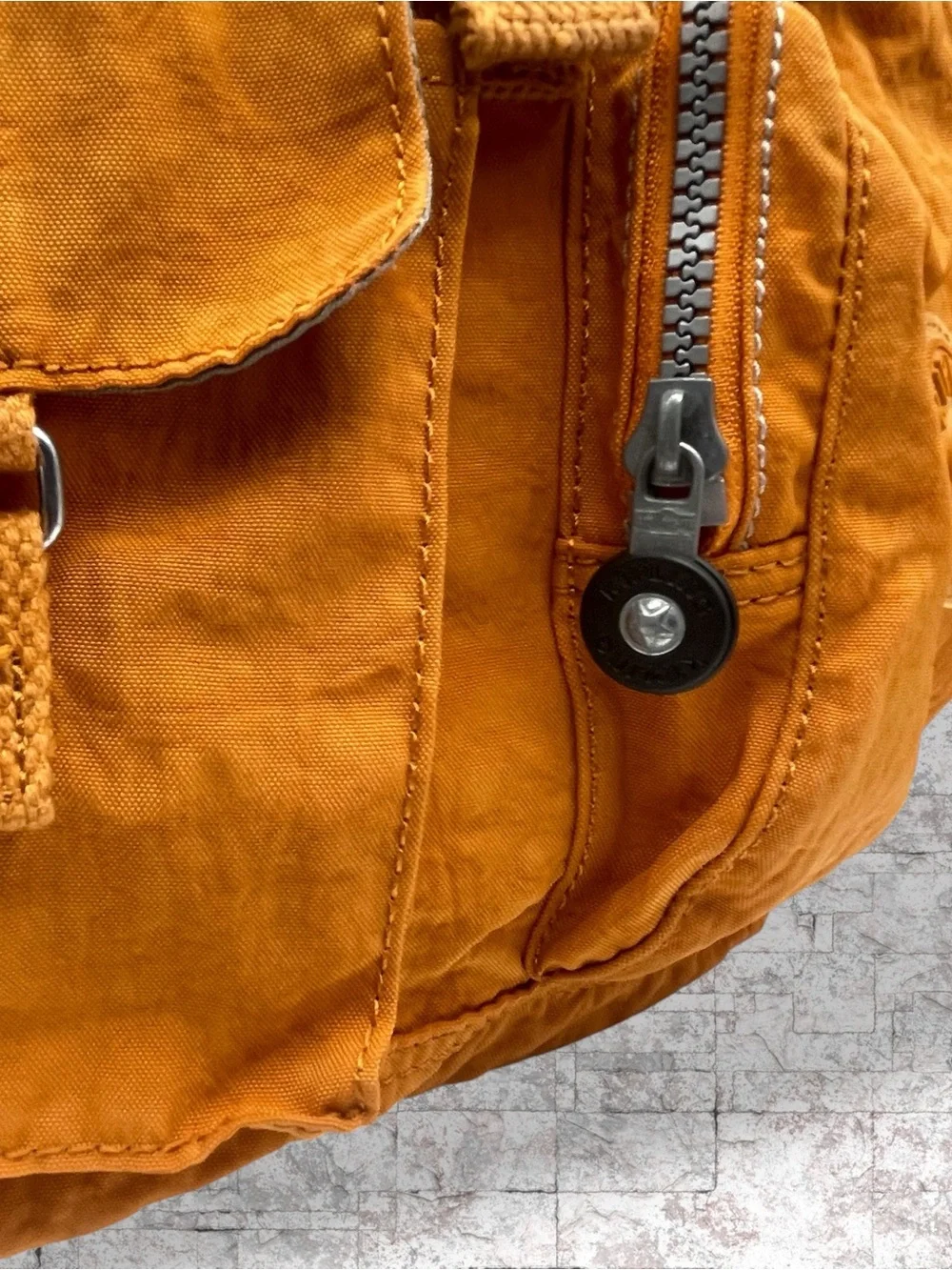 Kipling Vintage Crinkle Nylon Cargo Drawstring Mini Backpack – Orange